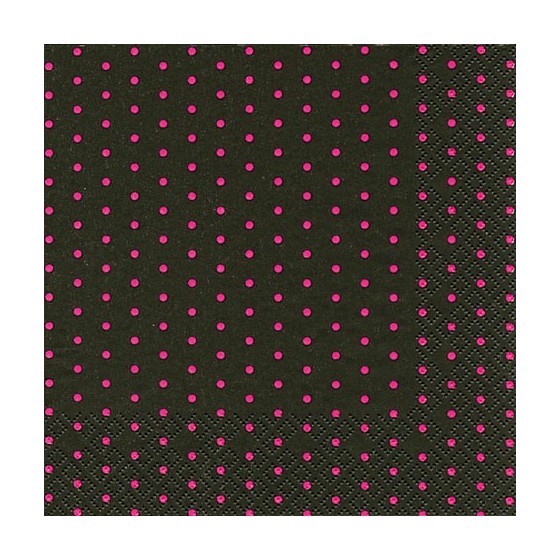SERVILLETA 33X33 MINI DOTS NEGRO Y FUCSIA