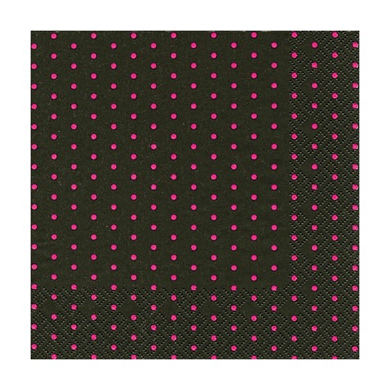 SERVILLETA 33X33 MINI DOTS NEGRO Y FUCSIA