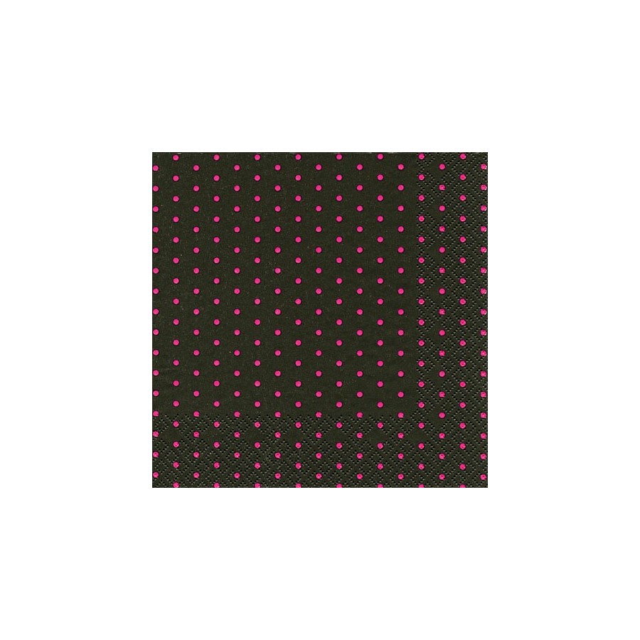 SERVILLETA 33X33 MINI DOTS NEGRO Y FUCSIA