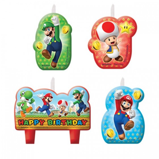 4 VELAS MINI FORMAS SUPER MARIO