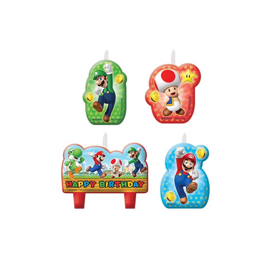 4 VELAS MINI FORMAS SUPER MARIO