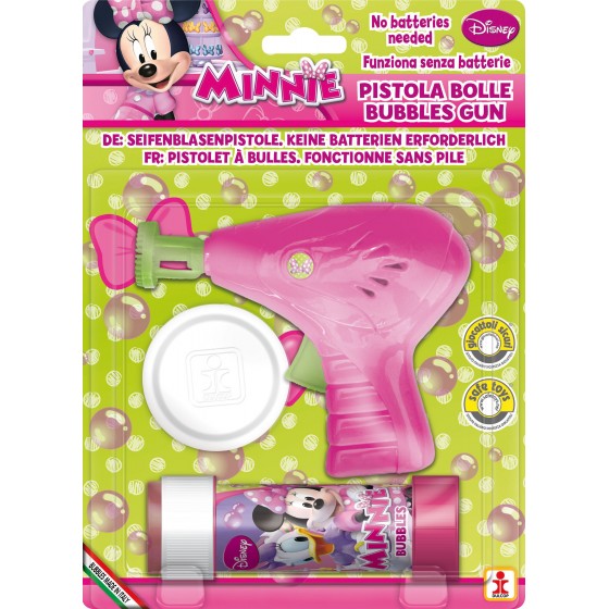 PISTOLA PEQUEÑA BURBUJAS + TUBO 60 ML MINNIE MOUSE