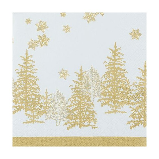 SERVILLETAS TREE AND SNOWFLAKES ORO 33x33