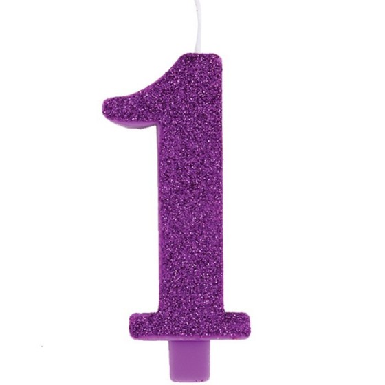 VELA GLITTER VIOLETA Nº1 9.5CM