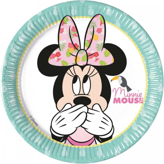 8 PLATOS MINNIE TROPICAL 20 CM