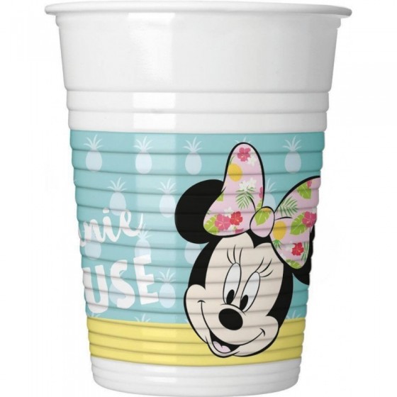 8 VASOS PLÁSTICO  MINNIE TROPICAL