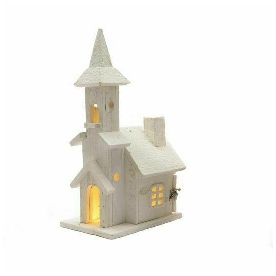 FIGURA IGLESIA 10 LEDS BLANCO O MARRON 42 CM