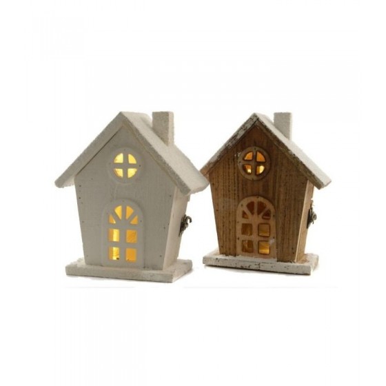 FIGURA CASITA 5 LED BLANCA O MARRON 18 CM