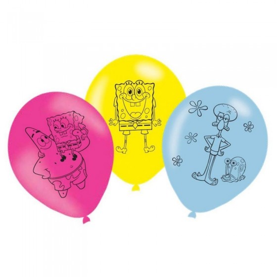 6 GLOBOS LATEX BOB ESPONJA