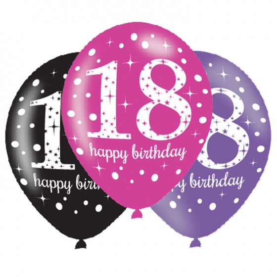 6 GLOBOS LATEX SPARKLING 18 PINK