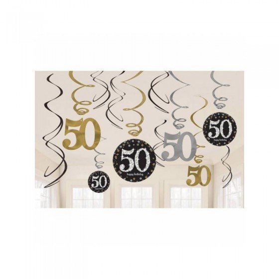 DECORACION COLGANTE ESPIRAL SPARKLING 50 BDAY