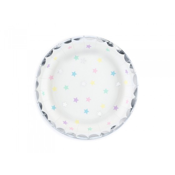 6 PLATOS ESTRELLAS UNICORNIO 18 CM