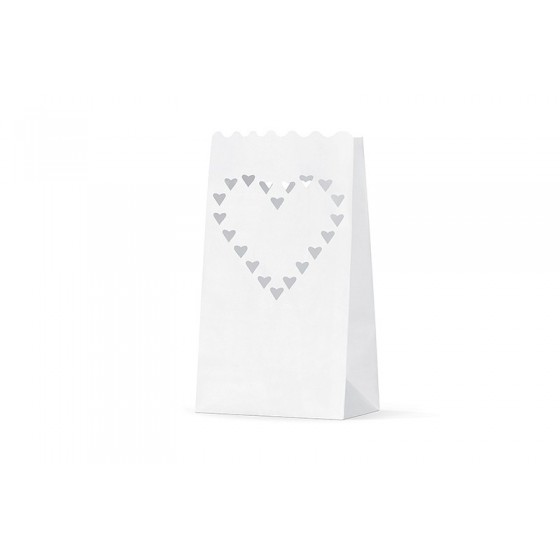 10 PZ LINTERNA BOLSA DE PAPEL CORAZONES 15X9X26