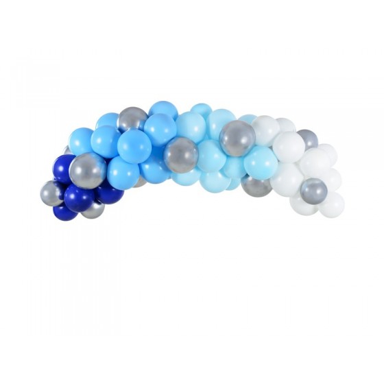 GUIRNALDA DE GLOBOS  AZUL/PLATA/BLANCO 200 CM