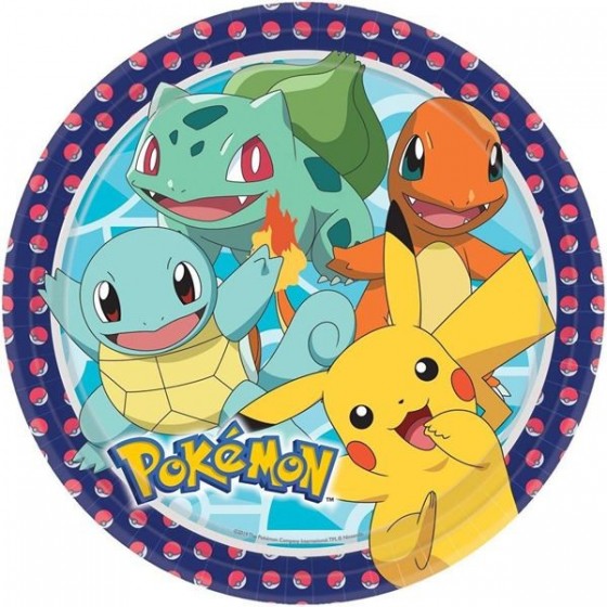 8 PLATOS CARTON POKEMON 23 CM