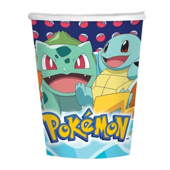 8 VASOS PAPEL POKEMON 250 ML