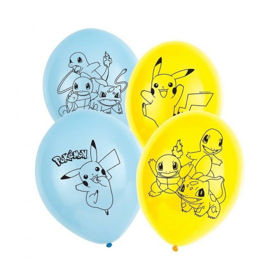 6 GLOBOS LATEX POKEMON 27 CM