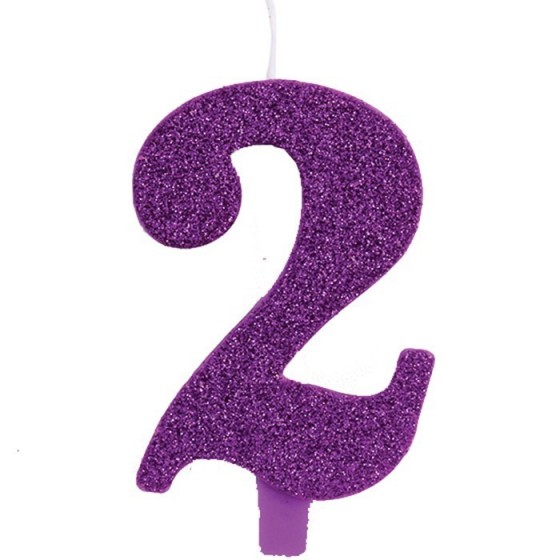 VELA GLITTER VIOLETA Nº2 9.5CM