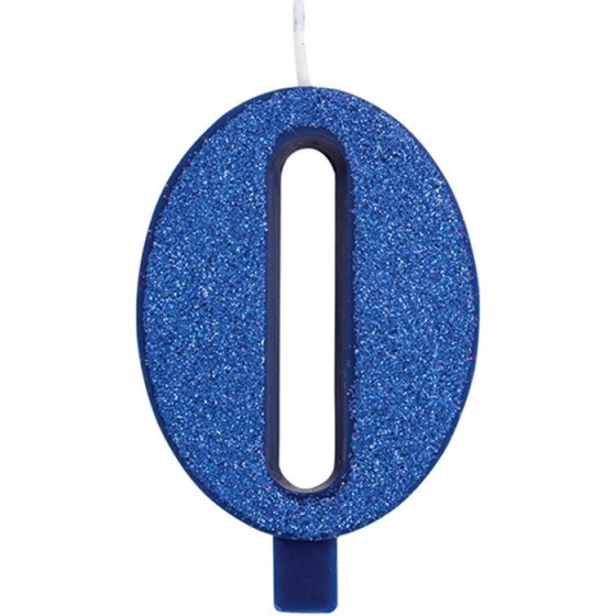 VELA GLITTER AZUL Nº 0 9.5 CM