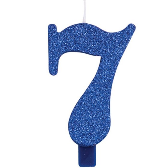 VELA GLITTER AZUL Nº 7 9.5 CM