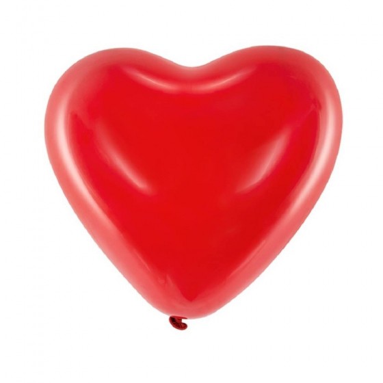 6 GLOBOS LATEX CORAZON ROJO 16"