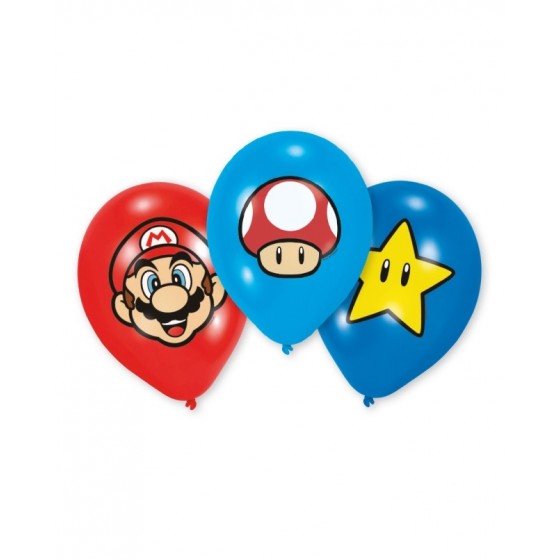 6 GLOBOS LATEX 11" SUPER MARIO