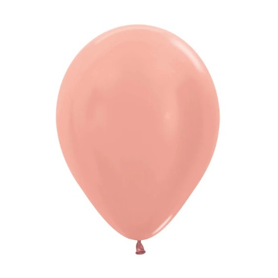 50 GLOBOS LATEX METAL DORADO ROSA R 12