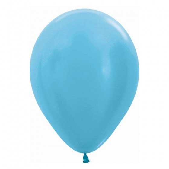 50 GLOBOS LATEX METAL AZUL CARIBE R 12