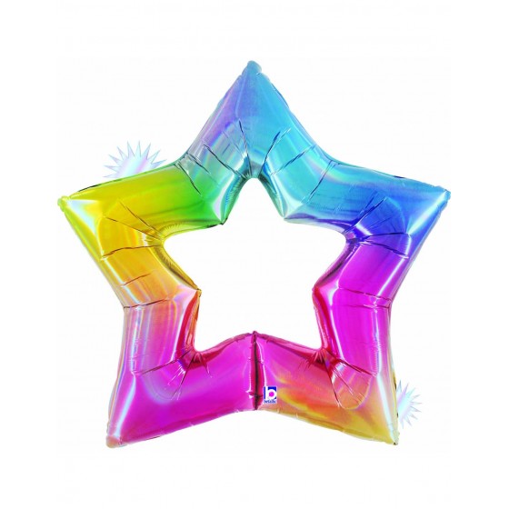 GLOBO FOIL 122 CM BORDE ESTRELLA RAINBOW