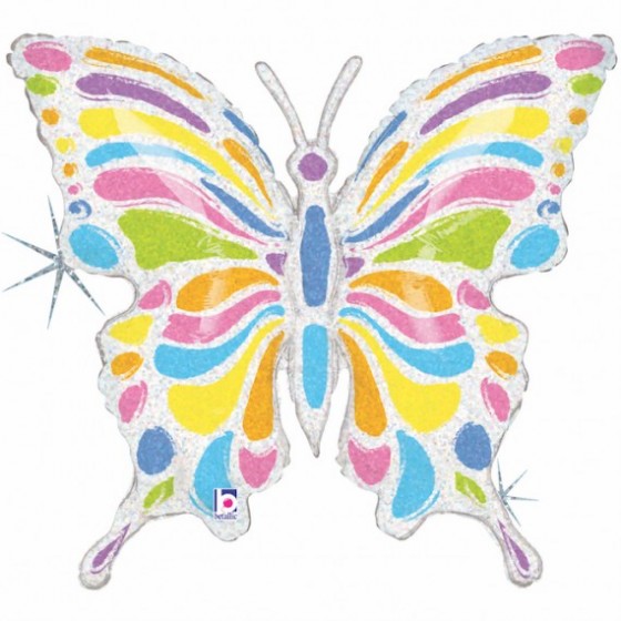 GLOBO FOIL MARIPOSA COLORES PASTEL 84 CM