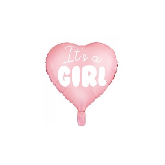 GLOBO FOIL CORAZON IT´S A GIRL ROSA 45CM