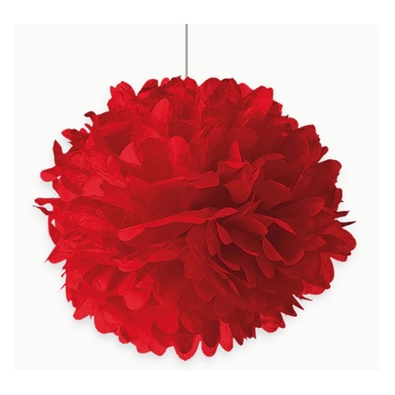 3 POMPONES PAPEL ROJO 40.6 CM