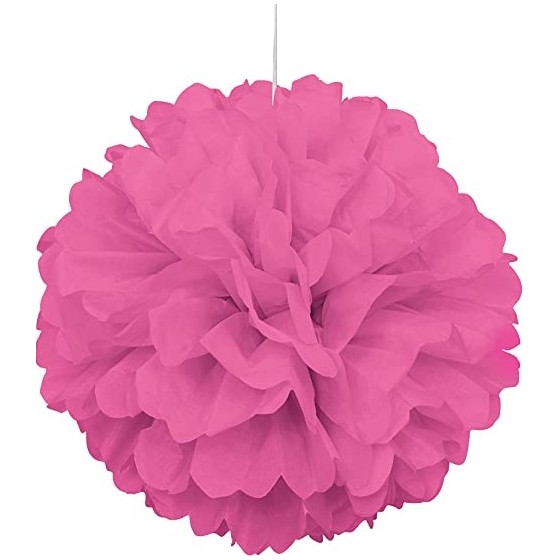 3 POMPONES  PAPEL FUCSIA 40.6 CM