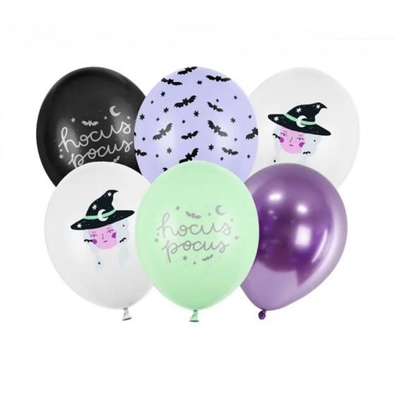 6 GLOBOS LATEX BRUJA VARIADOS R12