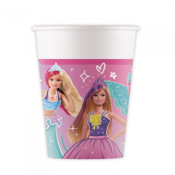 8 VASOS DE PAPEL BARBIE 200ML.