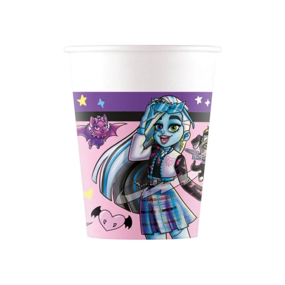 8 VASOS PAPEL 200 ML MONSTERS HIGH FSC