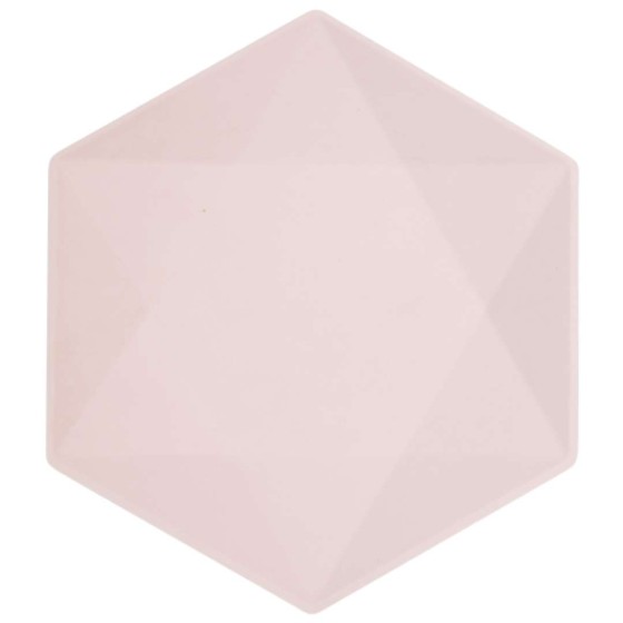 6 PLATOS HEXAGONAL ROSA...