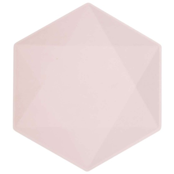 6 PLATOS HEXAGONAL ROSA...