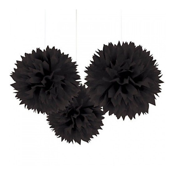 POMPONES DE PAPEL NEGRO