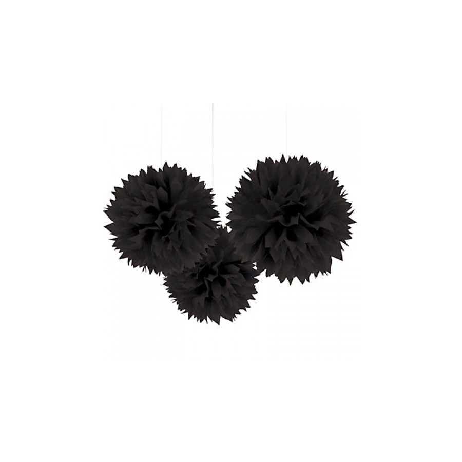 POMPONES DE PAPEL NEGRO