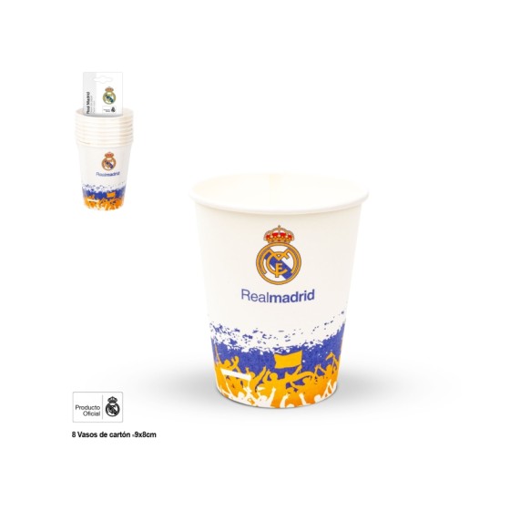 8 VASOS REAL MADRID AFICION