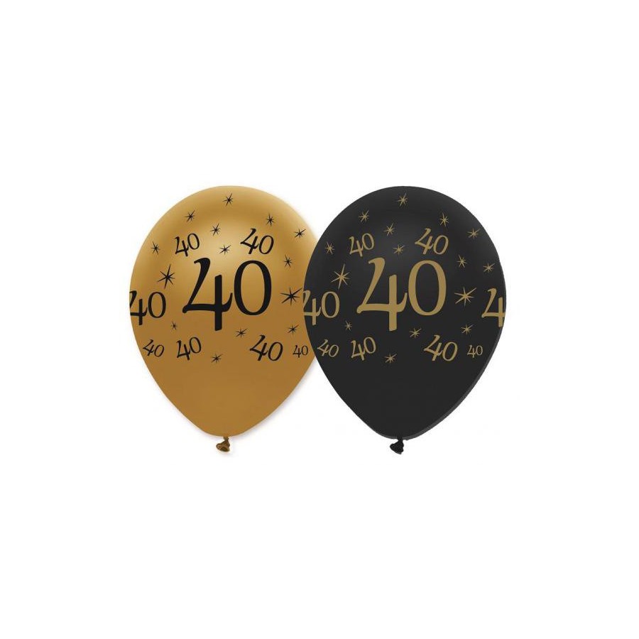 GLOBO LATEX 40 BLACK AND GOLD HAPPY BIRTHDAY