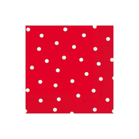 20 SERVILLETAS 33X33 PUNTOS ROJO