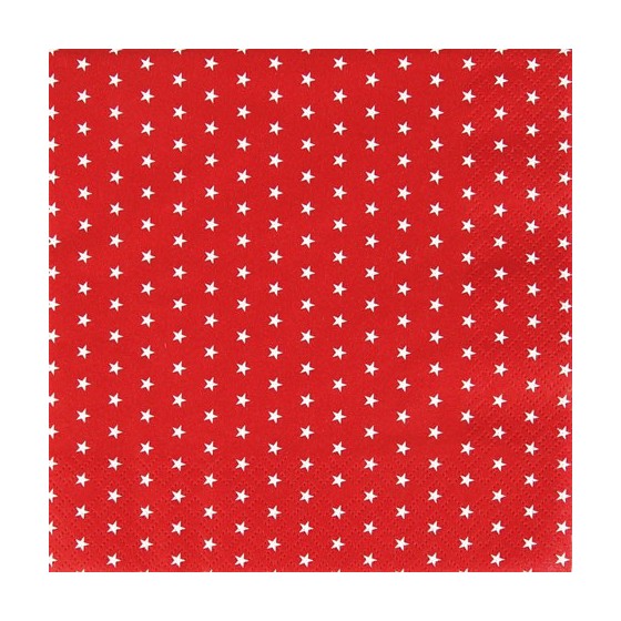 SERVILLETAS ESTRELLAS ROJO 33X33