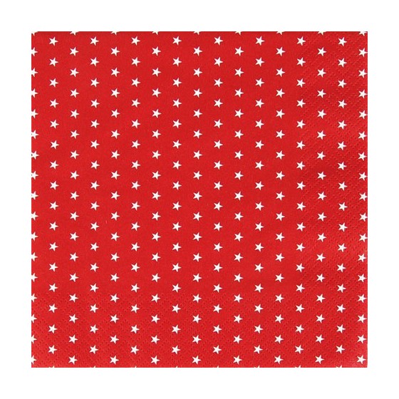 SERVILLETAS ESTRELLAS ROJO 33X33