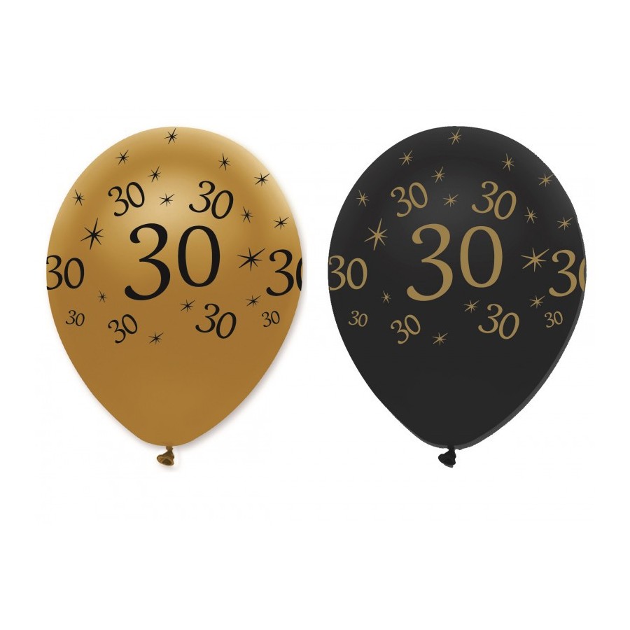 GLOBOS LATEX 30 AÑOS BLACK AND GOLD